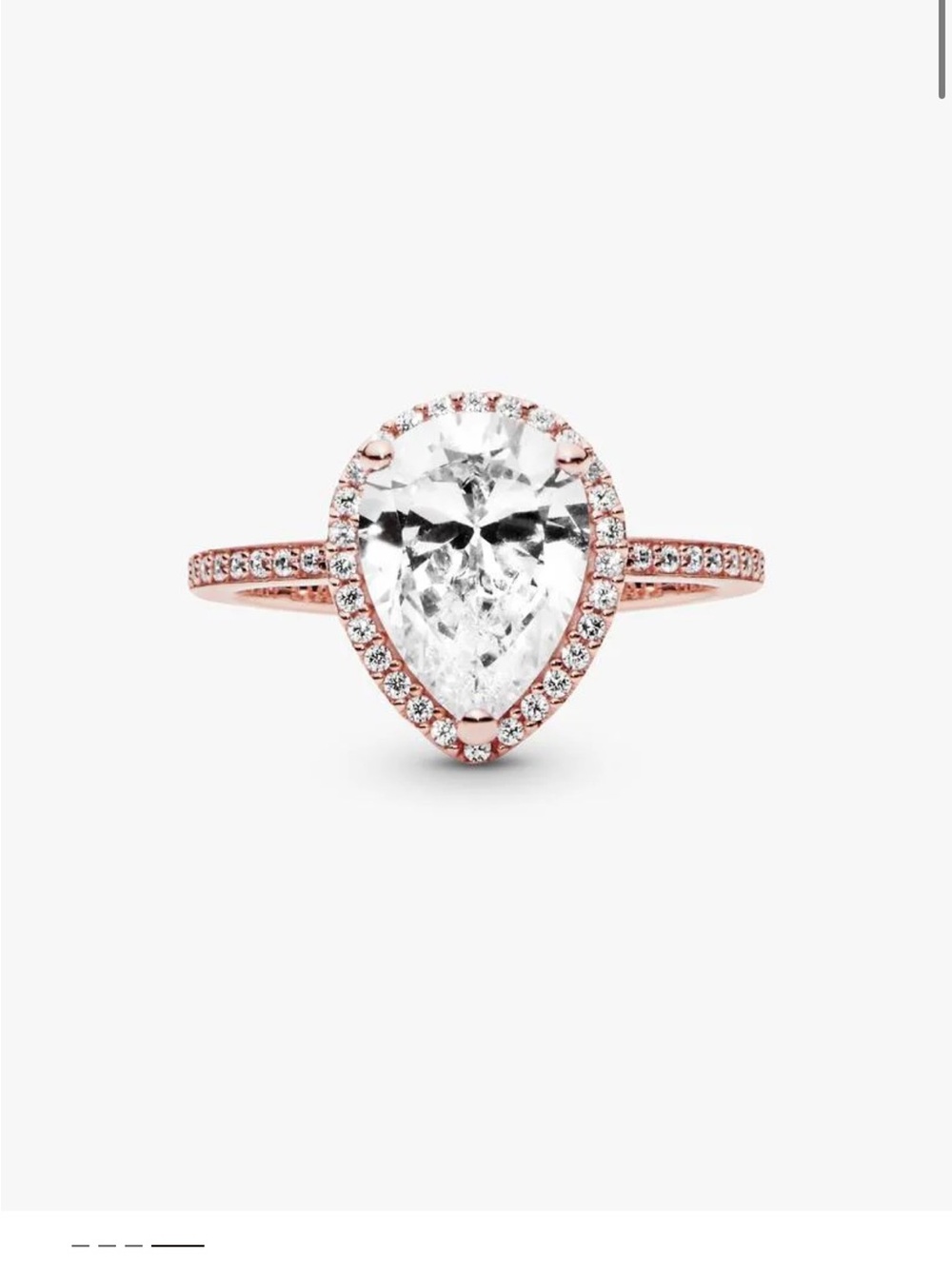 Pandora Rose Gold Pear Halo Ring 

Size 7
